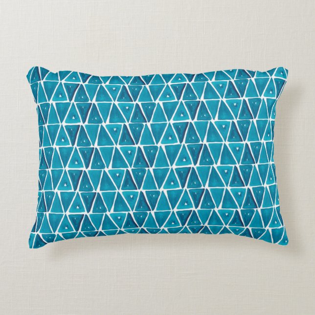 Coussins Décoratifs Aquarelle abstrait triangles bleus sans soudure ba (Devant)