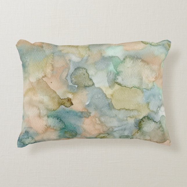 Coussins Décoratifs Aquarelle Abstraite verte Terre (Devant)