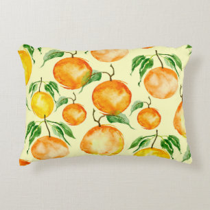 Coussins Décoratifs Aquarelle agrumes, motif tropical.