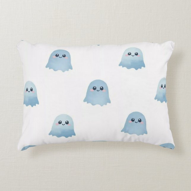 Coussins Décoratifs Aquarelle Boo Ghost brossé tissu en polyester (Devant)