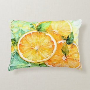 Coussins Décoratifs Aquarelle Citron Orange Citron Vert Botanique Cuis