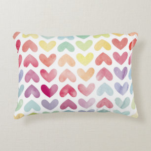 Coussins Décoratifs Aquarelle colorée incolore peint coeur patter
