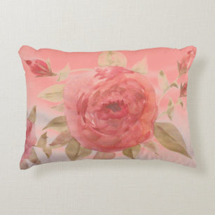Coussins Décoratifs Aquarelle de corail rose chic Shabby