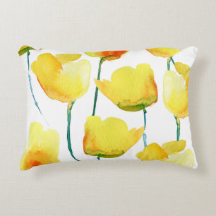Coussins Décoratifs Aquarelle de tulipes colorées : Illustration trans