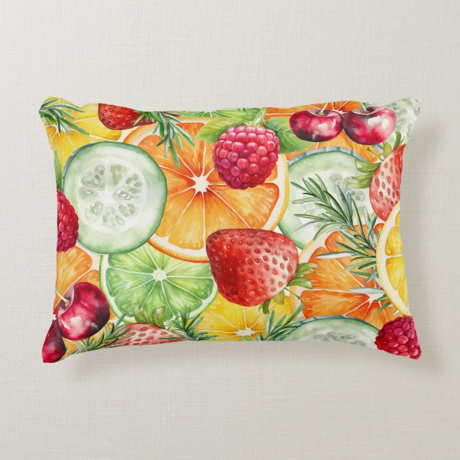 Coussins Décoratifs Aquarelle Décor Fruit Été (Devant)