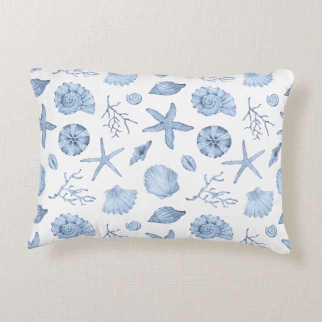 Coussins Décoratifs Aquarelle des coques bleues (Dos)
