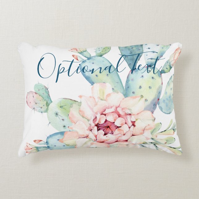 Coussins Décoratifs Aquarelle douce Pastel Blooming Cactus (Devant)