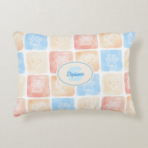 Coussins Décoratifs Aquarelle Empreintes de pattes & Coeurs dans les b