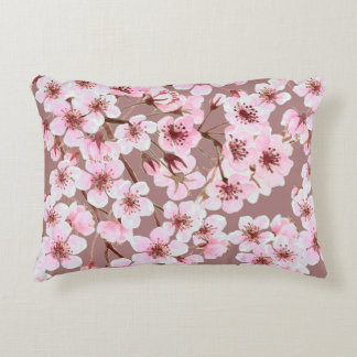 Coussins Décoratifs Aquarelle en motif transparent en fleur de cerisie