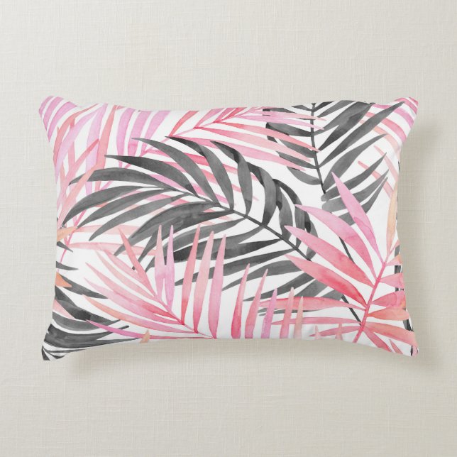 Coussins Décoratifs Aquarelle Feuille rose tropicale (Devant)