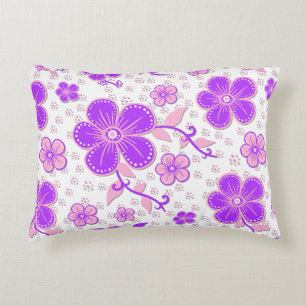 Coussins Décoratifs Aquarelle florale simple impression violet et rose