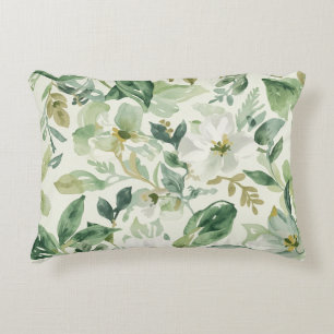 Coussins Décoratifs Aquarelle florale verte botanique Feuilles Nature 