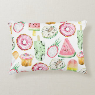 Coussins Décoratifs Aquarelle fruits tropicaux, glace motif.