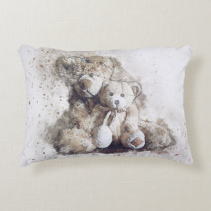Coussins Décoratifs Aquarelle Grand et petit Nounours 