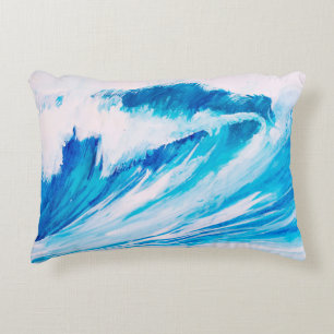 Coussins Décoratifs aquarelle hautes vagues océaniques couleur blumari