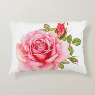 Coussins Décoratifs Aquarelle illustration d'une rose rose wi délicate