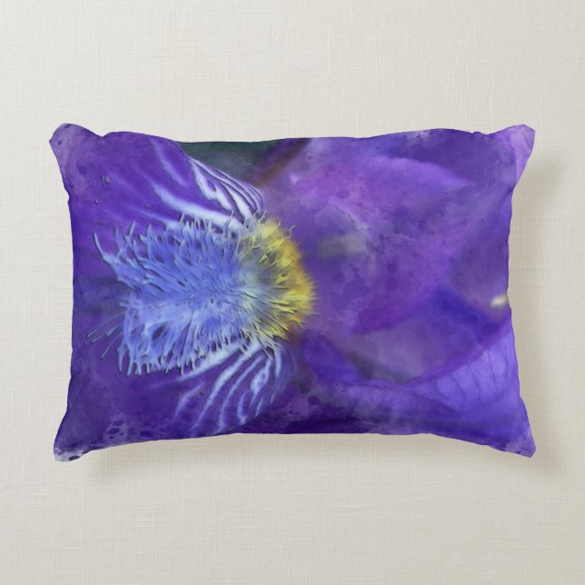 Coussins Décoratifs Aquarelle Iris Flower Purple (Devant)