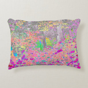 Coussins Décoratifs Aquarelle Jardin lever de soleil avec fleurs viole
