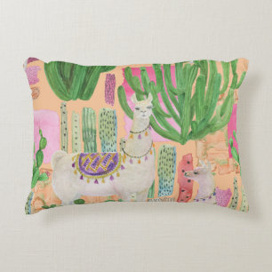 Coussins Décoratifs Aquarelle lamas, cactus : motif sans couture.