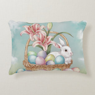 Coussins Décoratifs Aquarelle Lily & Oeufs Pastel avec lapin dans le p