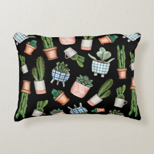 Coussins Décoratifs Aquarelle maison plantes motif continu