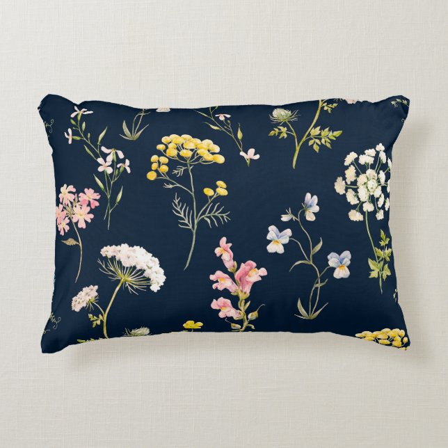 Coussins Décoratifs Aquarelle motif floral, main fleur délicate dr (Devant)