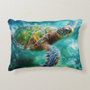 Coussins Décoratifs Aquarelle Natation Tortue de mer