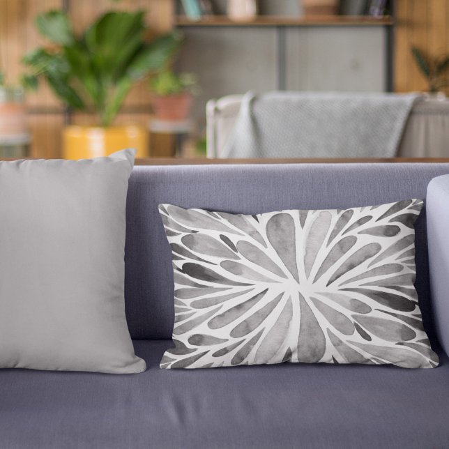 Coussins Décoratifs Aquarelle noire et blanche abstraite éclatement fl (Créateur téléchargé)