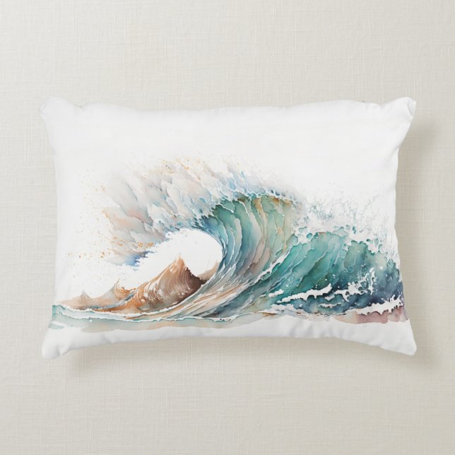 Coussins Décoratifs Aquarelle Ocean Wave (Devant)