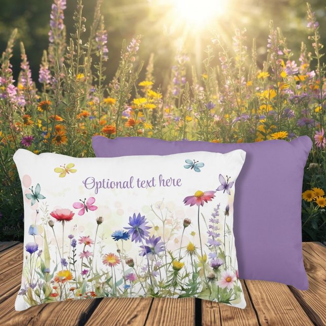 Coussins Décoratifs Aquarelle Papillons fleur sauvage texte de livre (Watercolor Butterflies wildflower text Accent Pillow)