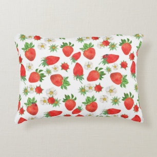 Coussins Décoratifs Aquarelle Peinture motif transparent de strawberri