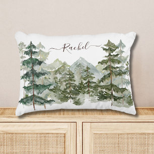 Coussins Décoratifs Aquarelle Pine Forêt et montagne Esthétique