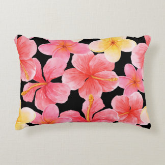 Coussins Décoratifs Aquarelle Plumeria Hibiscus Fleurs Motif