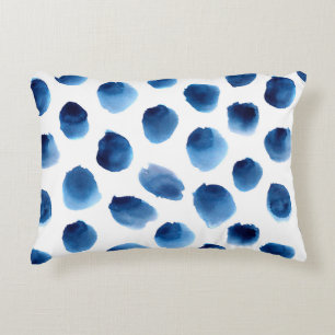 Coussins Décoratifs Aquarelle Points Bleus : Peint à la main sans cout