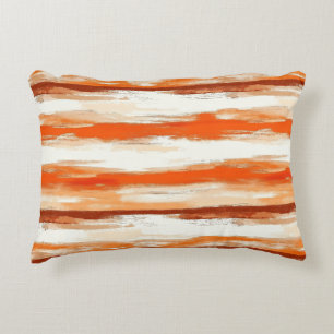 Coussins Décoratifs Aquarelle rayée dans les tons café et orange