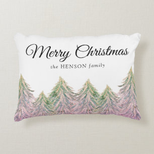 Coussins Décoratifs Aquarelle rose Arbre de Noël Artistique