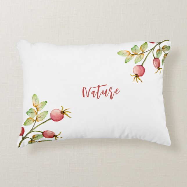 Coussins Décoratifs Aquarelle rose hanches (Devant)