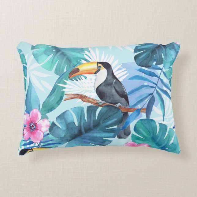 Coussins Décoratifs Aquarelle Toucans : Tropical Seamless (Devant)
