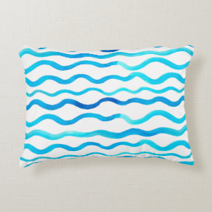 Coussins Décoratifs Aquarelle transparente motif avec bleu et turquoi