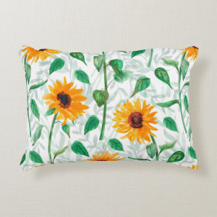 Coussins Décoratifs Aquarelle transparente motif avec tournesol