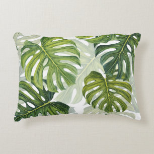 Coussins Décoratifs Aquarelle tropicale de Monstera verte