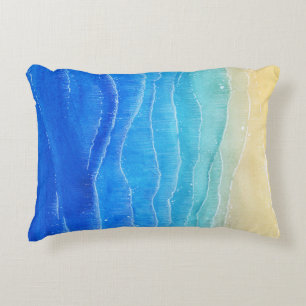 Coussins Décoratifs Aquarelle vue mer et plage.