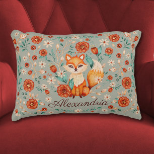 Coussins Décoratifs Aquarelle Whimsical Fox Woodland Nom Nursery