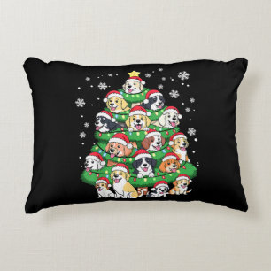 Coussins Décoratifs Arbre de Noël Chien - Chiots Merry Noël Mignons