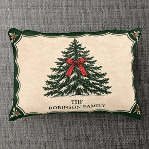 Coussins Décoratifs Arbre de Noël personnalisé au nom de famille en pi
