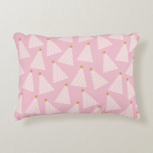 Coussins Décoratifs Arbre de Noël rose Motif (Devant)