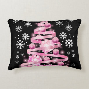 Coussins Décoratifs Arbre de Noël rose pâle blanc Snowflake