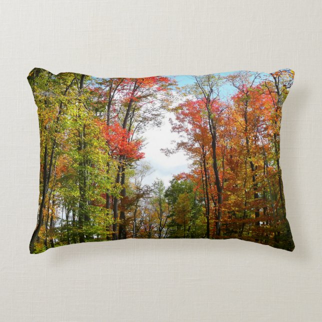 Coussins Décoratifs Arbres d'automne et ciel bleu Photographie de la n (Devant)