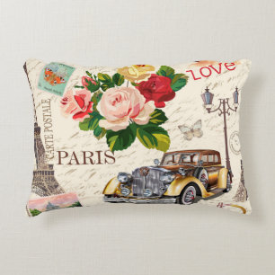 Coussins Décoratifs Arrière - plan vintage Paris sans soucis avec voit