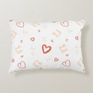 Coussins Décoratifs Art à motif de cœur corail romantique en gribouill